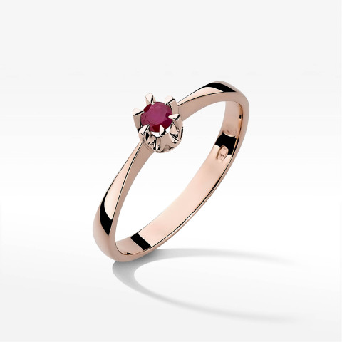 Pierścionek z różowego złota z rubinem - próba 585 0,15CT w0111.R3.RUR.01