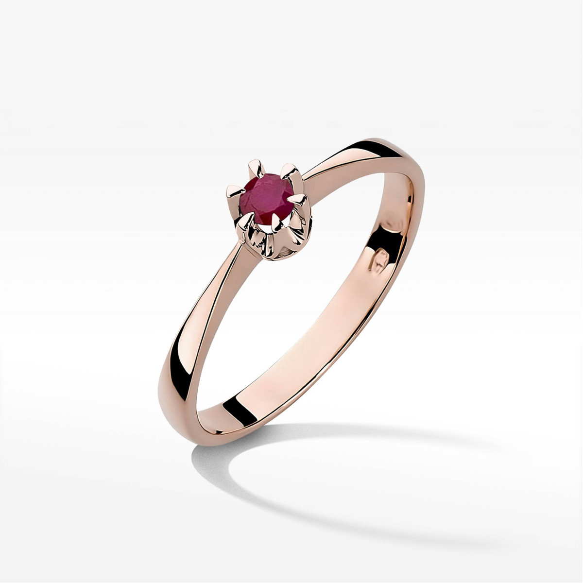 Pierścionek z różowego złota z rubinem - próba 585 0,15CT w0111.R3.RUR.01