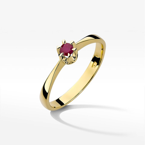 Pierścionek z żółtego złota z rubinem - próba 585 0,15CT w0111.Z3.RUR.01