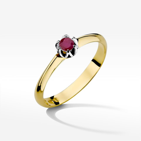 Pierścionek z żółtego złota z rubinem - próba 585 0,15CT w0134.Z3.RUR.01