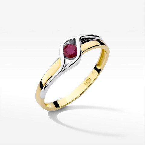 Pierścionek z żółtego złota z rubinem - próba 585 0,15CT w0178.Z3.RUR.01