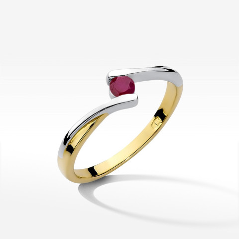 Pierścionek z żółtego złota z rubinem - próba 585 0,15CT w0180.Z3.RUR.01