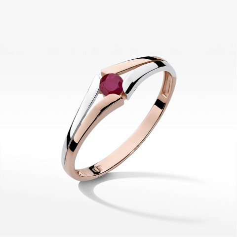 Pierścionek z różowego złota z rubinem - próba 585 0,15CT w0207.R3.RUR.01