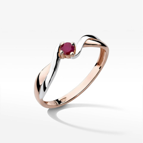 Pierścionek z różowego złota z rubinem - próba 585 0,15CT w0208.R3.RUR.01
