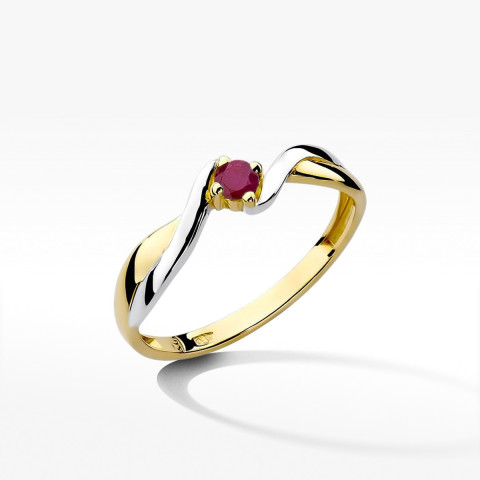 Pierścionek z żółtego złota z rubinem - próba 585 0,15CT w0208.Z3.RUR.01
