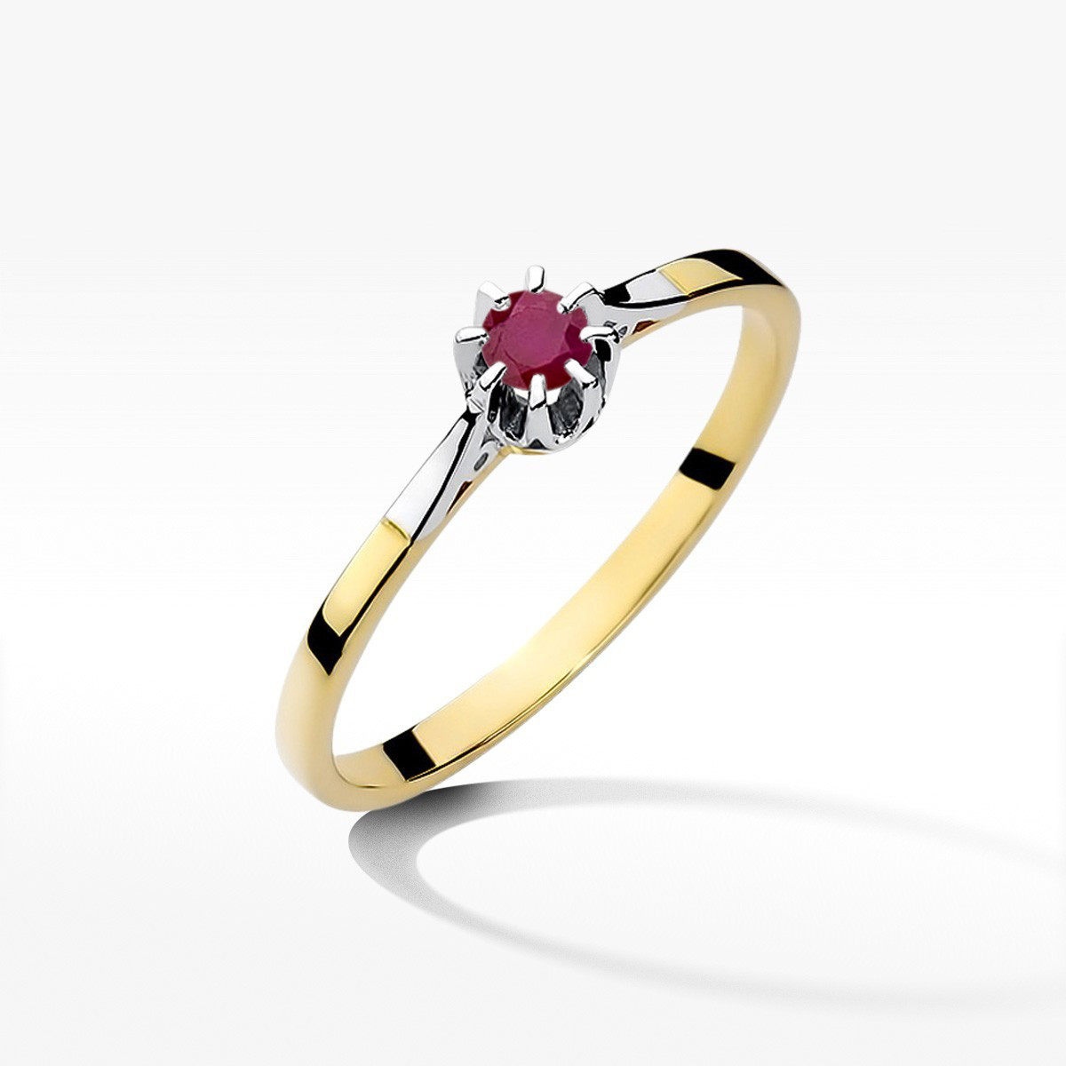 Pierścionek z żółtego złota z rubinem - próba 585 0,15CT w0209.Z3.RUR.01