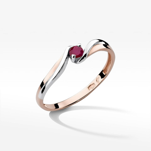 Pierścionek z różowego złota z rubinem - próba 585 0,15CT w0211.R3.RUR.01