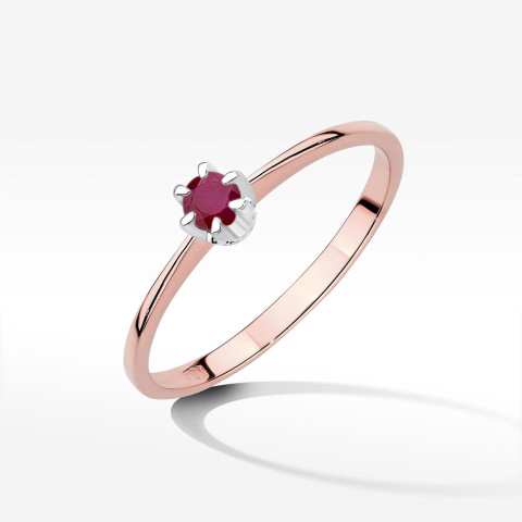 Pierścionek z różowego złota z rubinem - próba 585 0,15CT w0220.R3.RUR.02