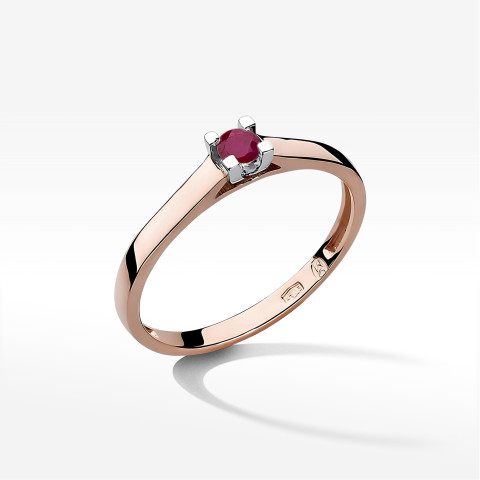 Pierścionek z różowego złota z rubinem - próba 585 0,15CT w0221.R3.RUR.02