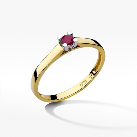Pierścionek z żółtego złota z rubinem - próba 585 0,15CT w0221.Z3.RUR.02
