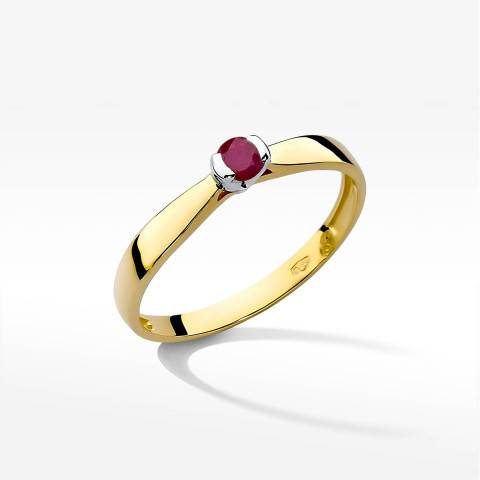 Pierścionek z żółtego złota z rubinem - próba 585 0,15CT w0223.Z3.RUR.02