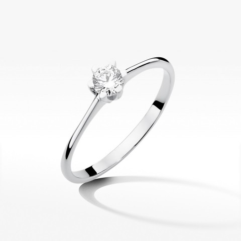Pierścionek z białego złota z diamentem - próba 585 0,23CT W-387B