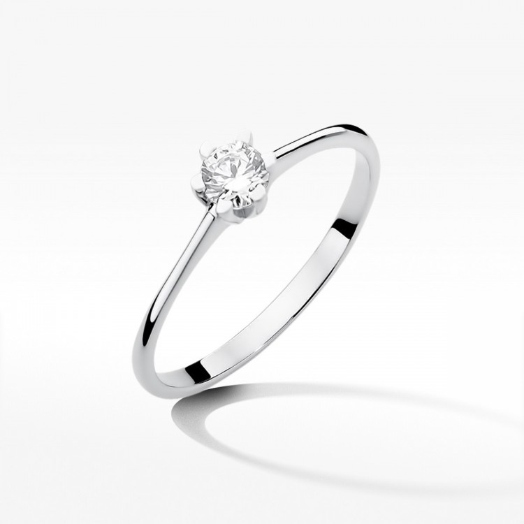 Pierścionek z białego złota z diamentem - próba 585 0,23CT W-387B