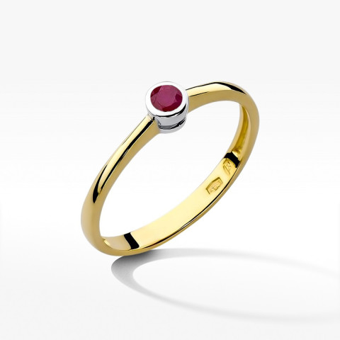 Pierścionek z żółtego złota z rubinem - próba 585 0,15CT w0224.Z3.RUR.02