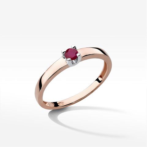 Pierścionek z różowego złota z rubinem - próba 585 0,15CT w0225.R3.RUR.02