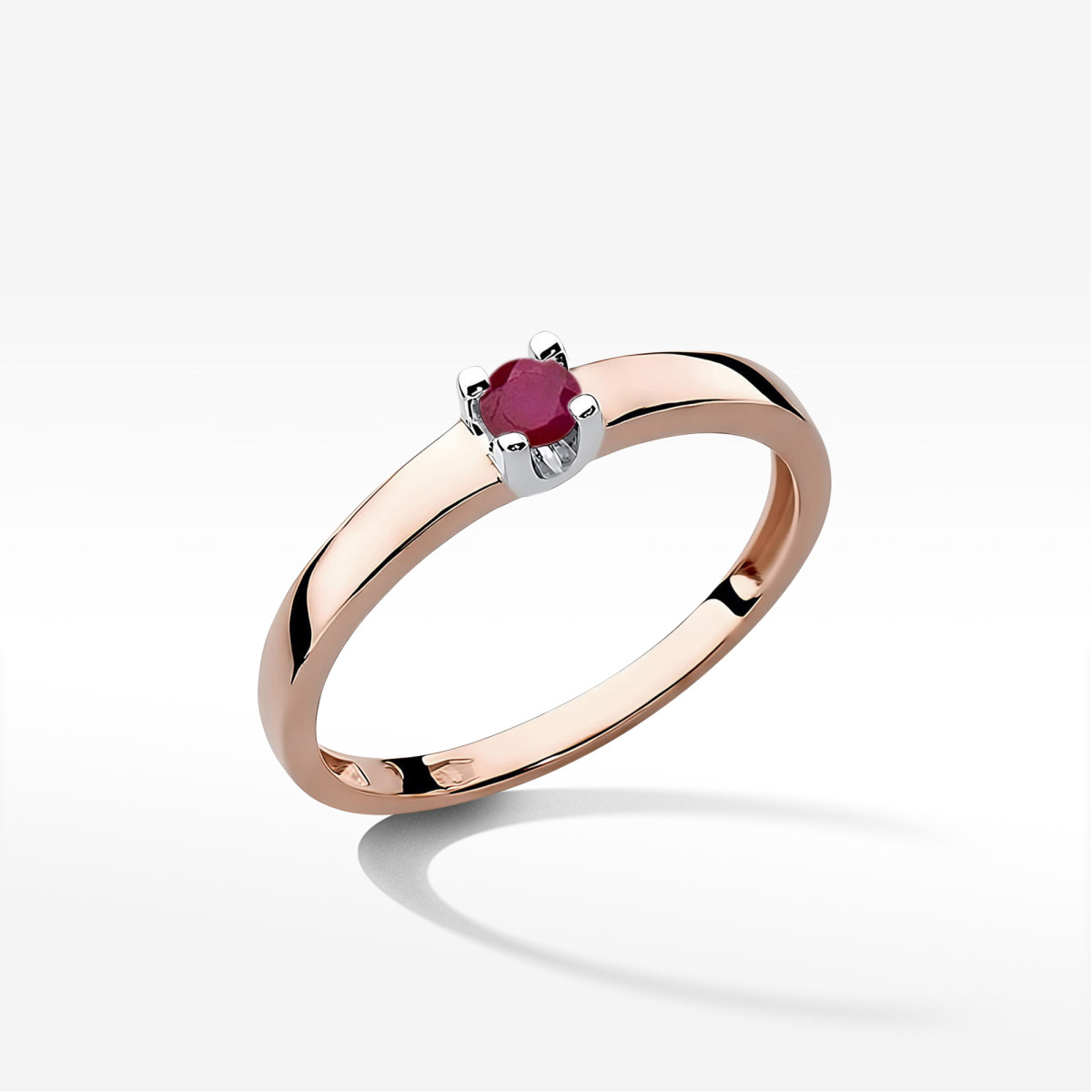 Pierścionek z różowego złota z rubinem - próba 585 0,15CT w0225.R3.RUR.02
