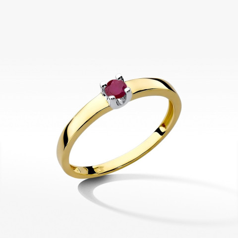 Pierścionek z żółtego złota z rubinem - próba 585 0,15CT w0225.Z3.RUR.02