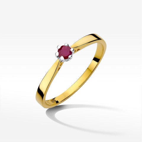 Pierścionek z żółtego złota z rubinem - próba 585 0,15CT w0229.Z3.RUR.02