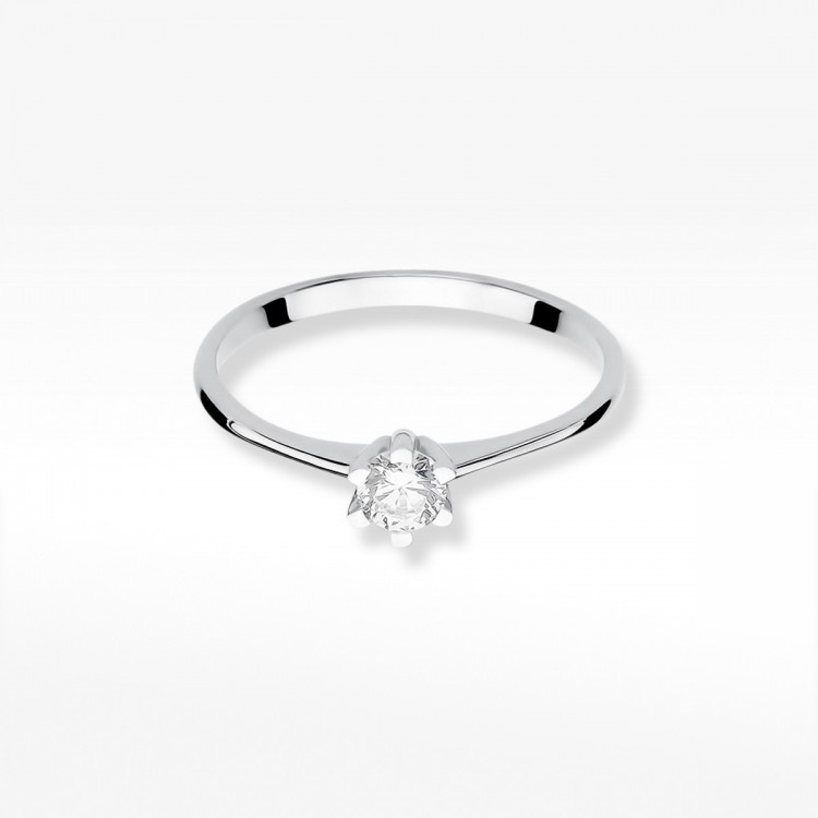 Pierścionek z białego złota z diamentem - próba 585 0,23CT W-387B
