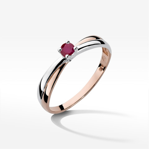 Pierścionek z różowego złota z rubinem - próba 585 0,15CT w0230.R3.RUR.02
