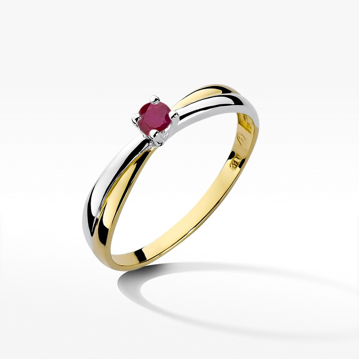 Pierścionek z żółtego złota z rubinem - próba 585 0,15CT w0230.Z3.RUR.02