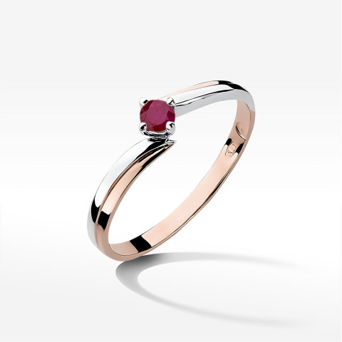 Pierścionek z różowego złota z rubinem - próba 585 0,15CT w0231.R3.RUR.02