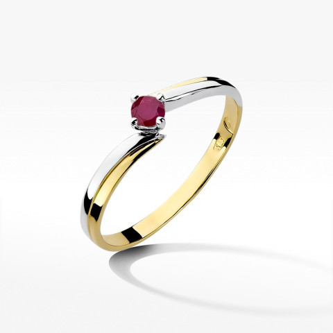 Pierścionek z żółtego złota z rubinem - próba 585 0,15CT w0231.Z3.RUR.02