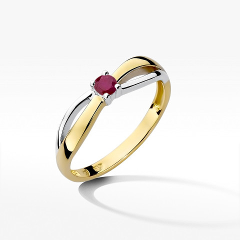 Pierścionek z żółtego złota z rubinem - próba 585 0,15CT w0248.Z3.RUR.01