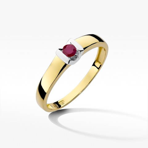 Pierścionek z żółtego złota z rubinem - próba 585 0,15CT w0249.Z3.RUR.01
