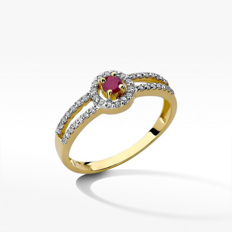 Pierścionek z żółtego złota z rubinem - próba 585 0,46CT w0272.Z3.RUR.01