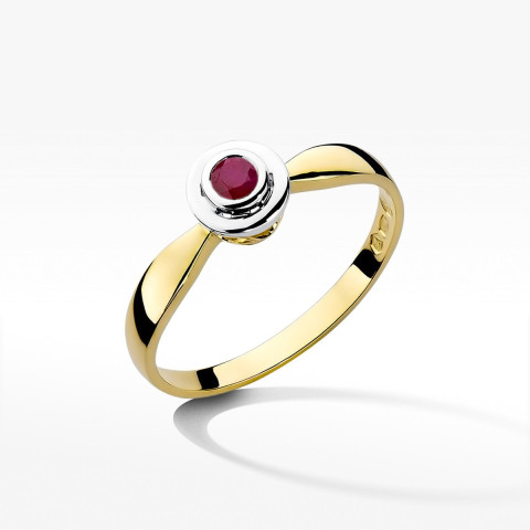 Pierścionek z żółtego złota z rubinem - próba 585 0,15CT w0294.Z3.RUR.01