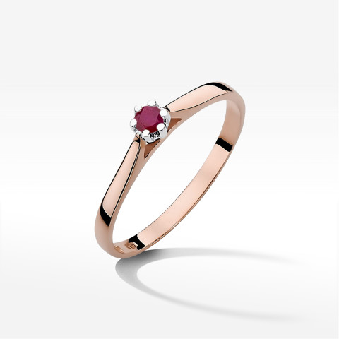 Pierścionek z różowego złota z rubinem - próba 585 0,15CT w0311.R3.RUR.02
