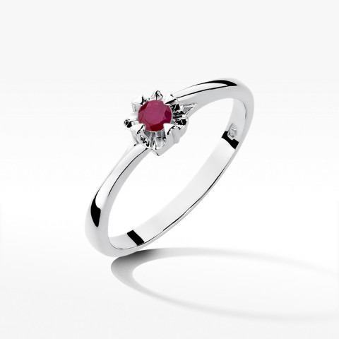 Pierścionek z białego złota z rubinem - próba 585 0,15CT w0318.B3.RUR.01