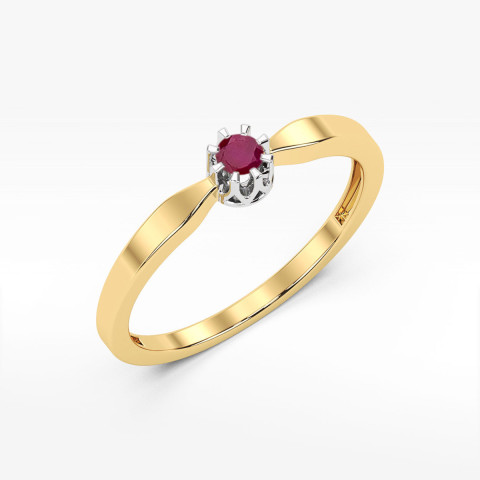 Pierścionek z żółtego złota z rubinem - próba 585 0,15CT w0450.Z3.RUR.01
