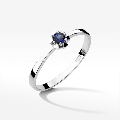Pierścionek z białego złota z szafirem - próba 585 0,15CT w0053.B3.SAB.01