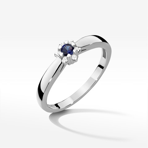 Pierścionek z białego złota z szafirem - próba 585 0,15CT PV-251.B3.SAB.01