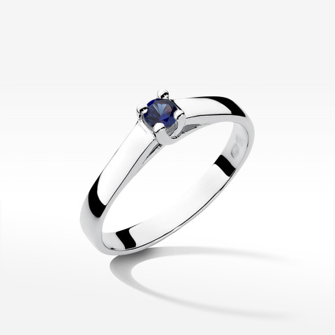 Pierścionek z białego złota z szafirem - próba 585 0,15CT w0070.B3.SAB.01