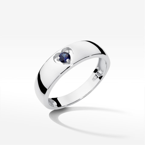 Pierścionek z białego złota z szafirem - próba 585 0,15CT PV-184.B3.SAB.01
