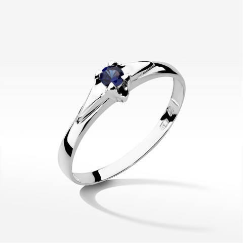 Pierścionek z białego złota z szafirem - próba 585 0,15CT w0088.B3.SAB.01
