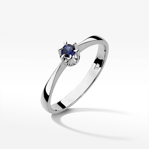 Pierścionek z białego złota z szafirem - próba 585 0,15CT w0111.B3.SAB.01