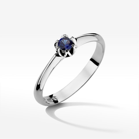 Pierścionek z białego złota z szafirem - próba 585 0,15CT w0134.B3.SAB.01