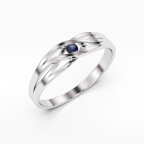 Pierścionek z białego złota z szafirem - próba 585 0,15CT w0156.B3.SAB.01
