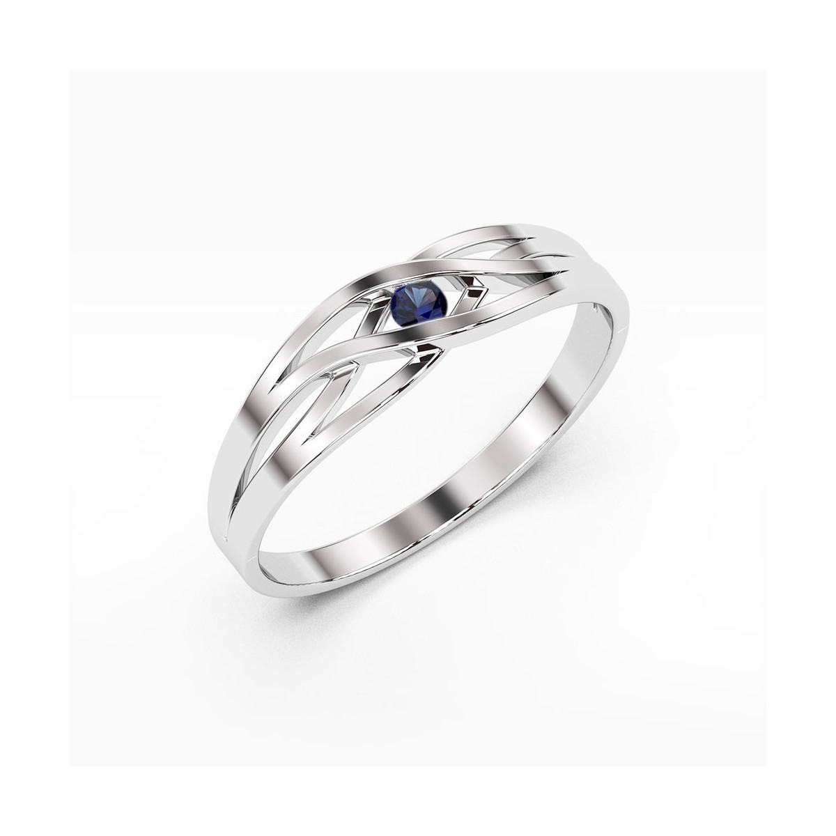 Pierścionek z białego złota z szafirem - próba 585 0,15CT w0156.B3.SAB.01