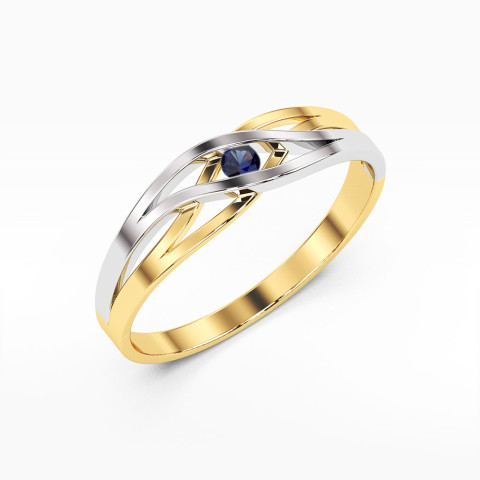 Pierścionek z żółtego złota z szafirem - próba 585 0,15CT w0156.Z3.SAB.01
