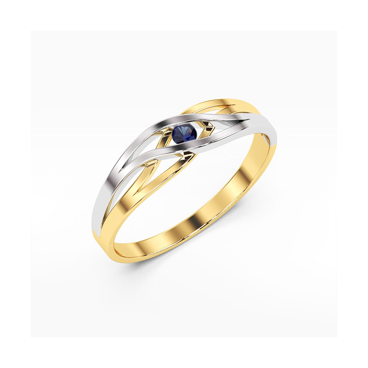 Pierścionek z żółtego złota z szafirem - próba 585 0,15CT w0156.Z3.SAB.01