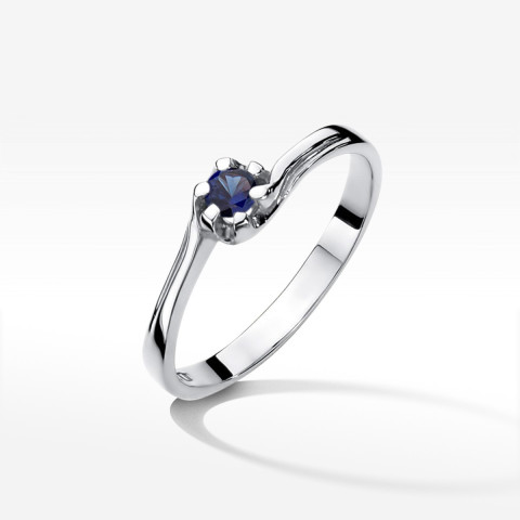 Pierścionek z białego złota z szafirem - próba 585 0,15CT w0163.B3.SAB.01