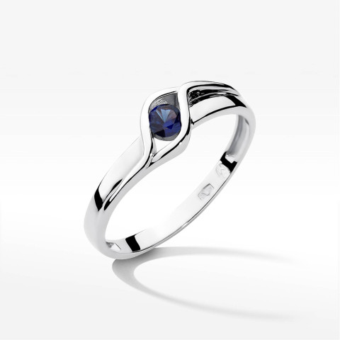 Pierścionek z białego złota z szafirem - próba 585 0,15CT w0178.B3.SAB.01