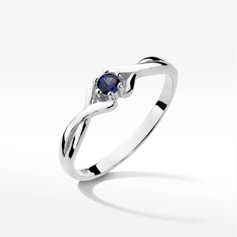 Pierścionek z białego złota z szafirem - próba 585 0,15CT PV-123.B3.SAB.01
