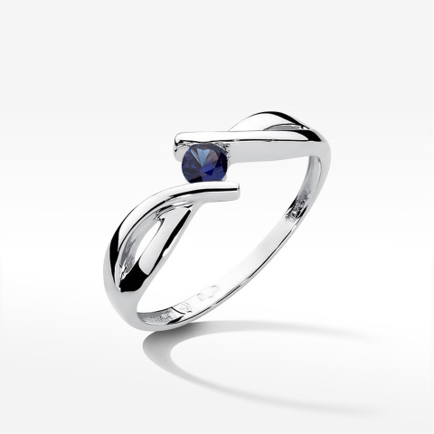 Pierścionek z białego złota z szafirem - próba 585 0,15CT w0191.B3.SAB.01
