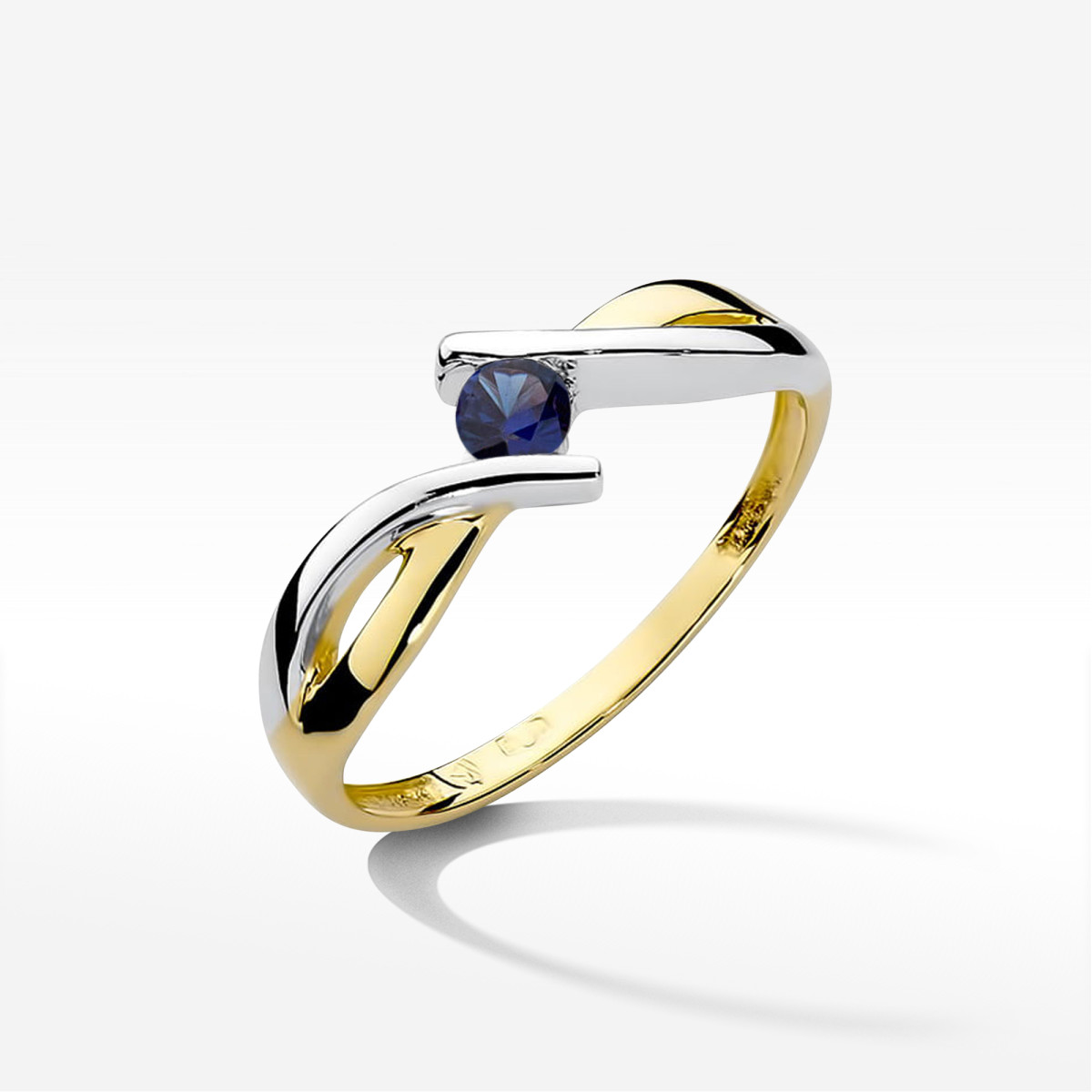Pierścionek z żółtego złota z szafirem - próba 585 0,15CT w0191.Z3.SAB.01